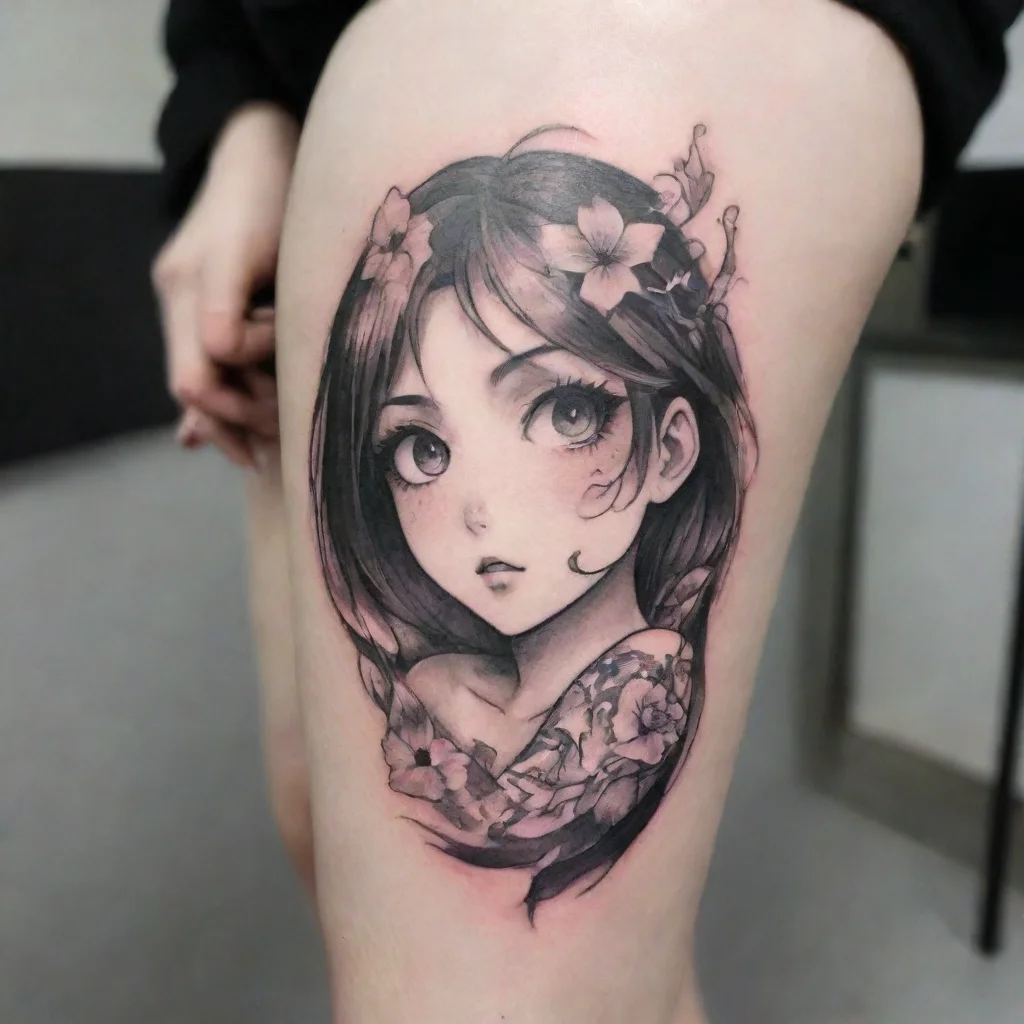 aiamazing her anime fine line black and white tattoo awesome portrait 2