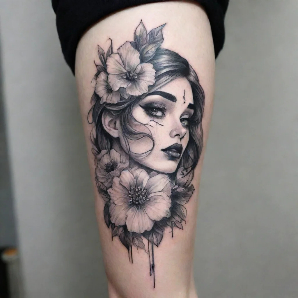 aiamazing her artstation fine line black and white tattoo awesome portrait 2