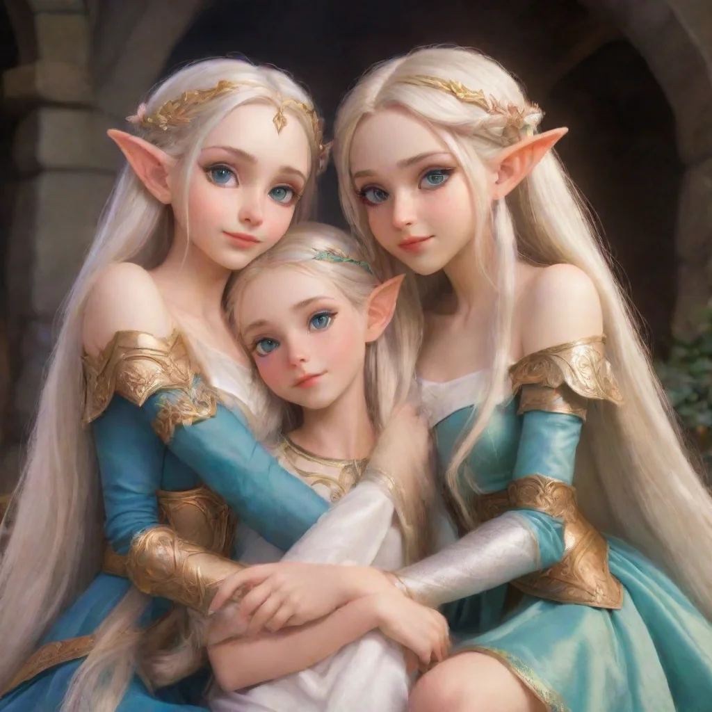 aiamazing high elf princess cuddles with her sisters awesome portrait 2