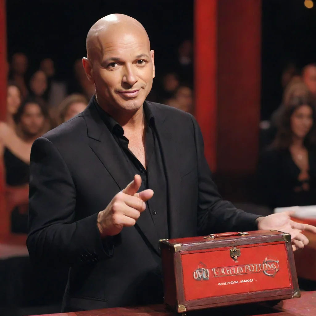 aiamazing howie mandel as an infernal from dungeons and dragons holding a deal or no deal case awesome portrait 2