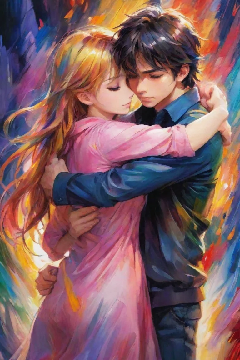aiamazing hugging hd characters amazing hd aesthetic best quality love colorful powerful artistic anime oil strokes awesome portrait 2 portrait
