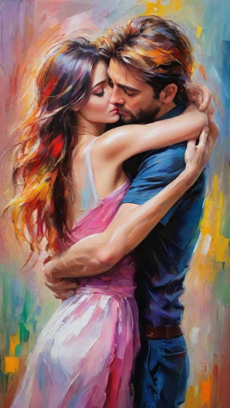 aiamazing hugging hd characters amazing hd aesthetic best quality love colorful powerful artistic oil strokes awesome portrait 2 tall