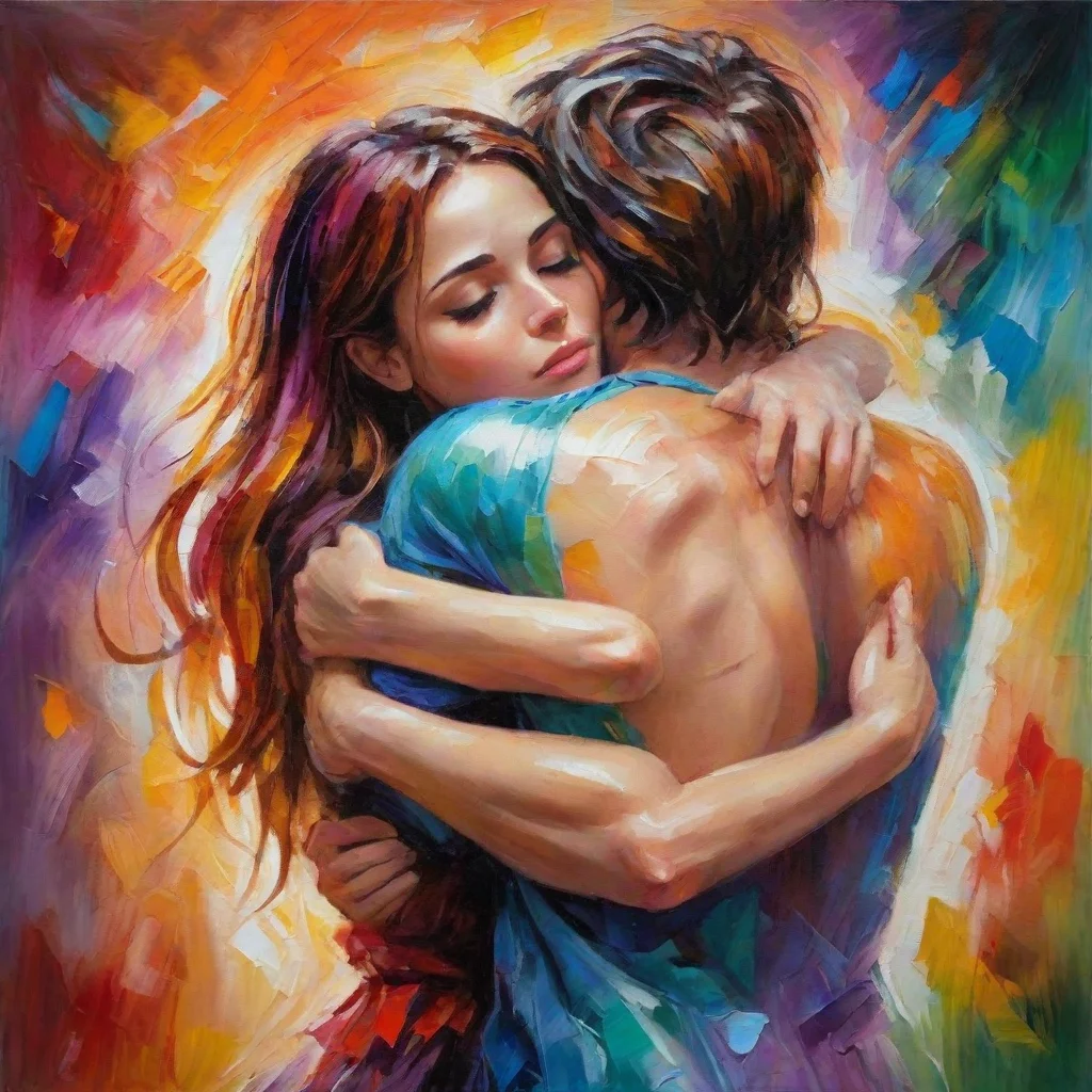 aiamazing hugging hd characters amazing hd aesthetic best quality love colorful powerful artistic oil strokes awesome portrait 2