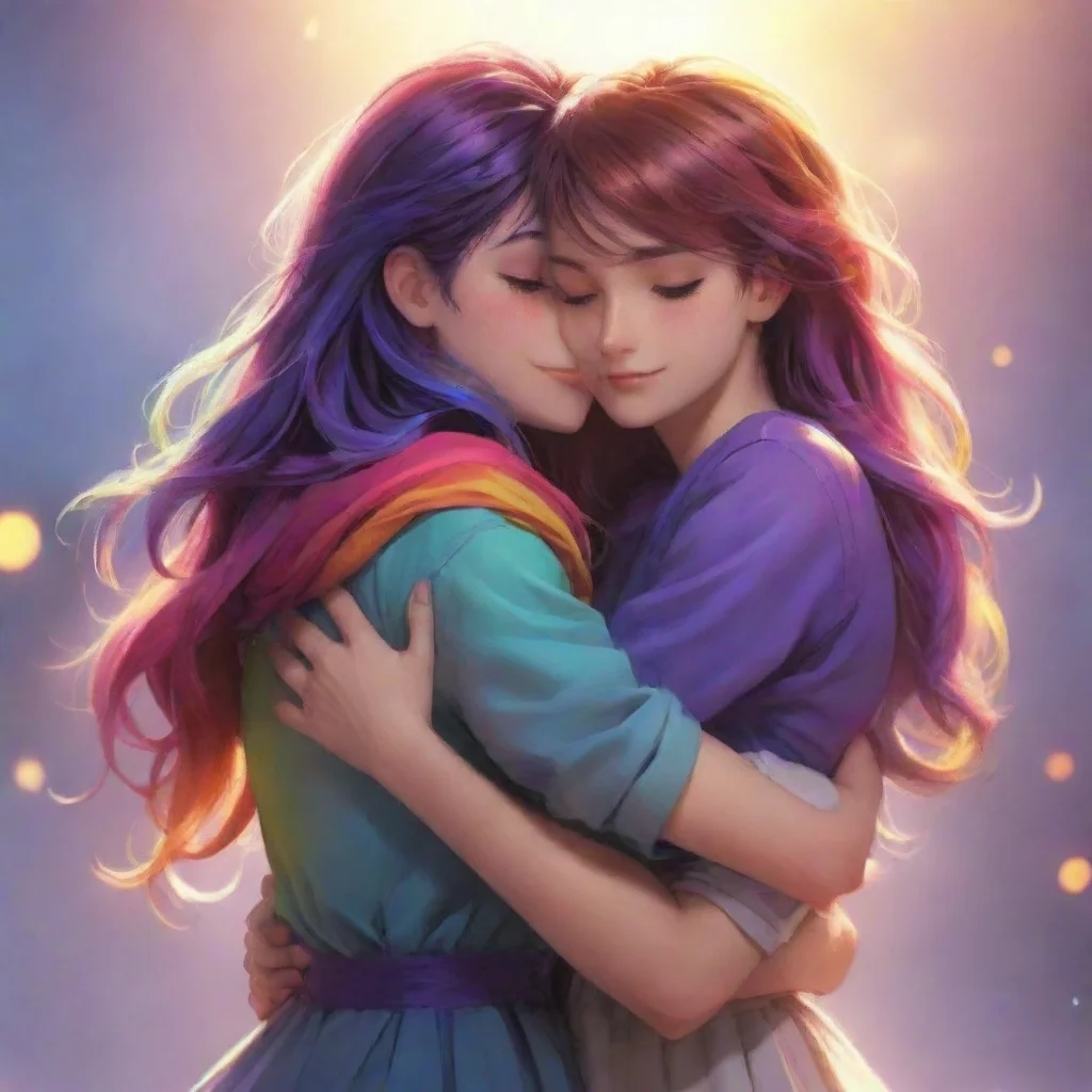 aiamazing hugging hd characters amazing hd anome aesthetic best quality love colorful powerful  awesome portrait 2