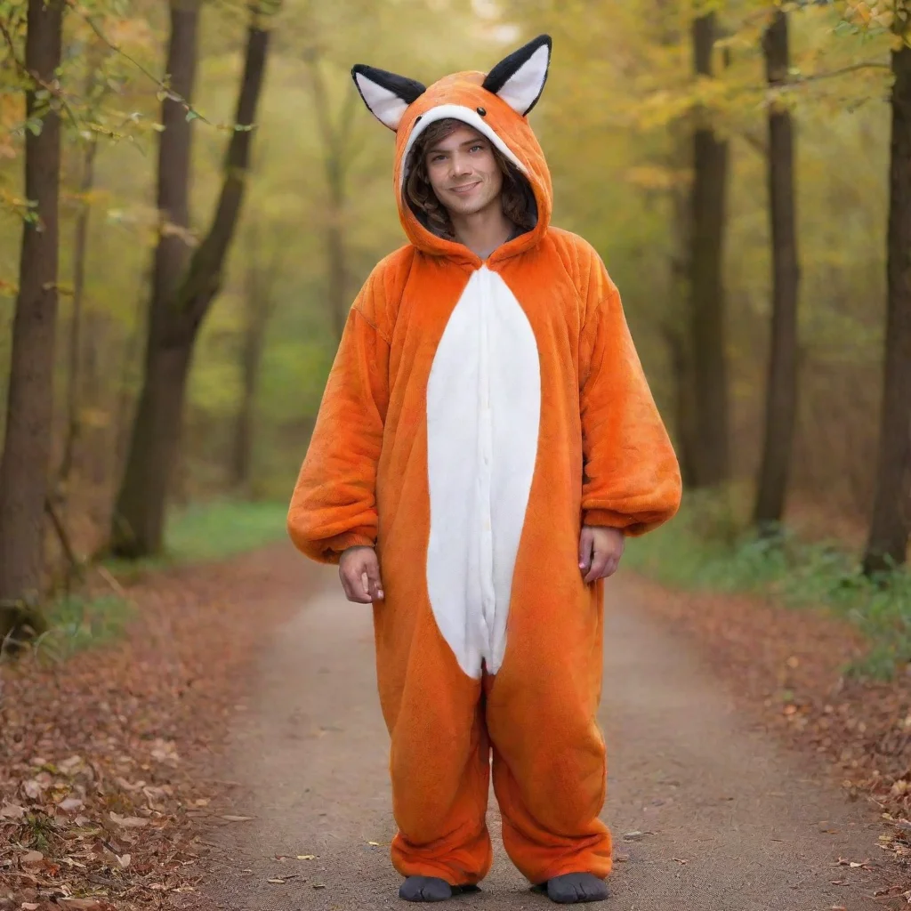 aiamazing human male in a red fox kigu awesome portrait 2