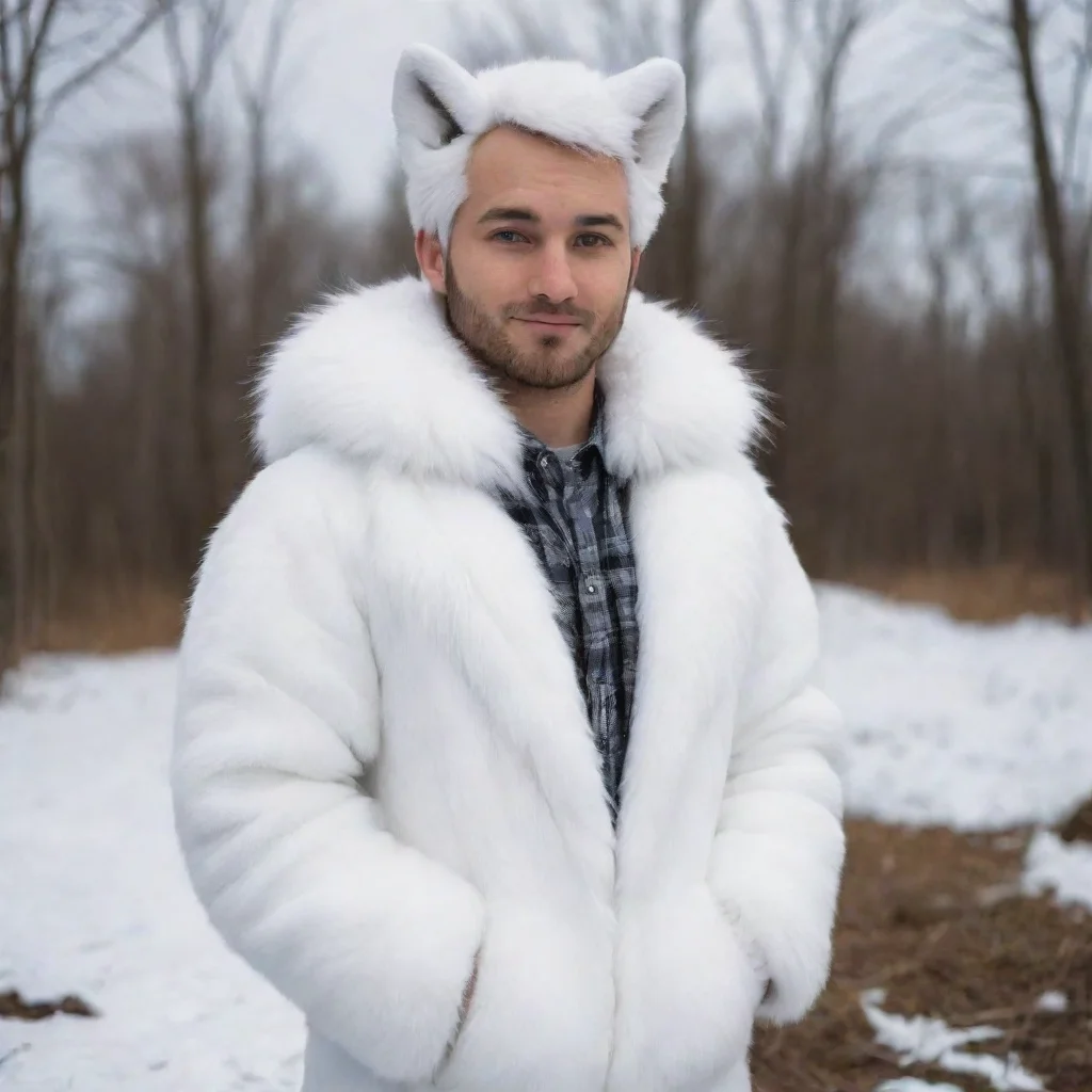 aiamazing human male wearing realistic arctic fox fursuit  awesome portrait 2