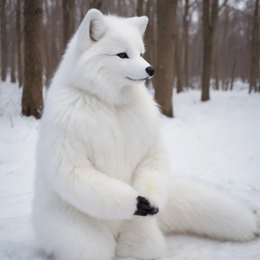 aiamazing human wearing realistic arctic fox fursuit  awesome portrait 2