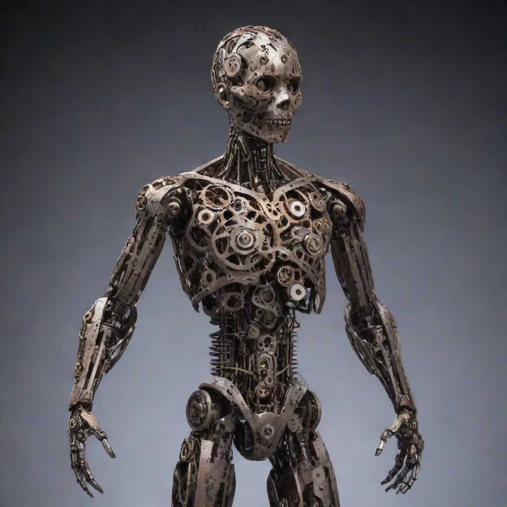 aiamazing humanoid made of clock gears only%2C working moving gears  awesome portrait 2