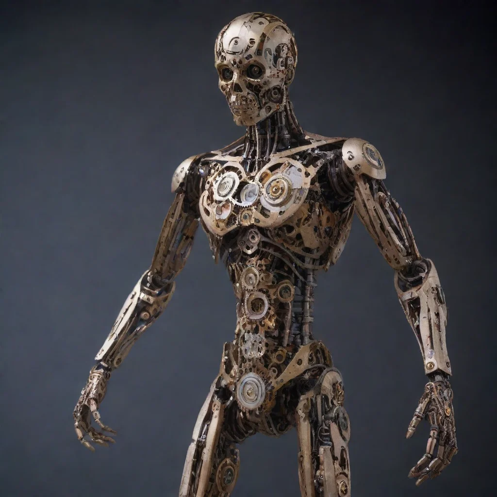 aiamazing humanoid made of clock movement gears only%2C working moving gears  awesome portrait 2
