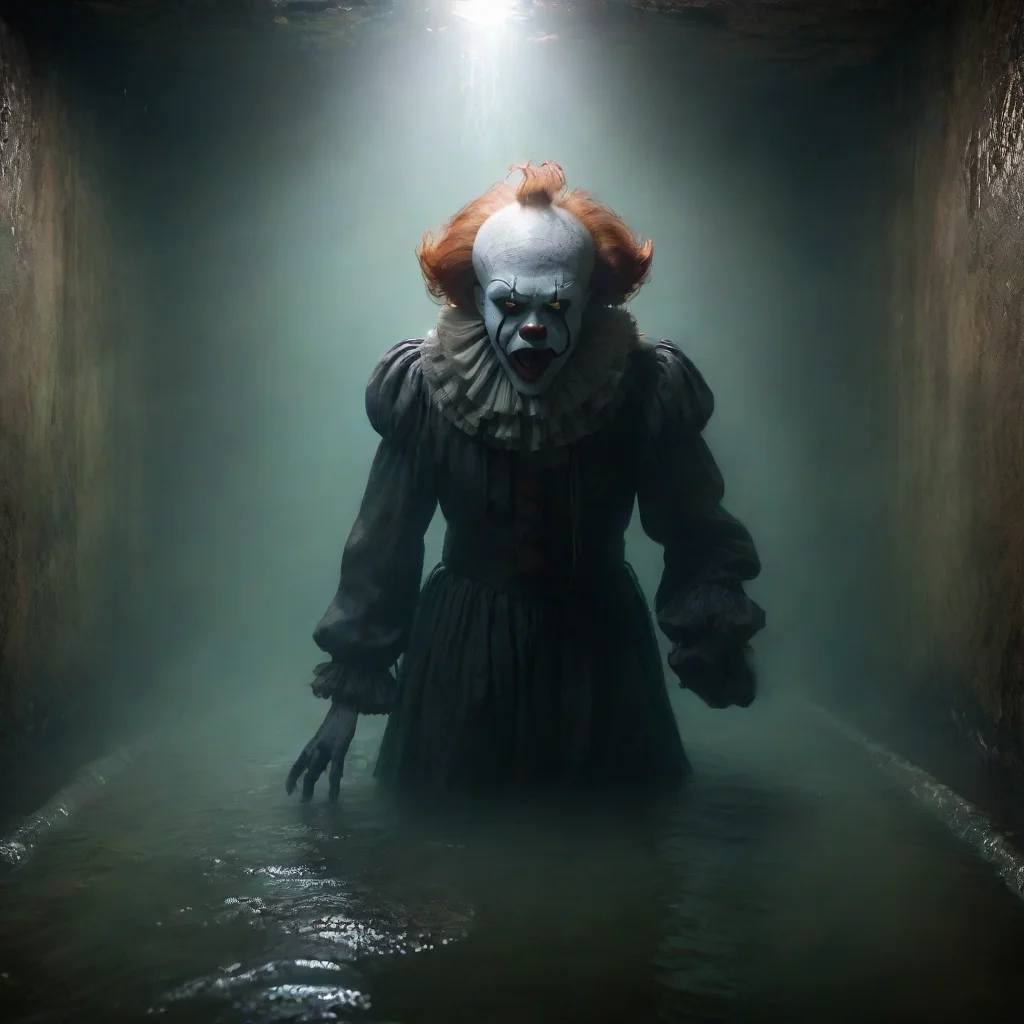 amazing hyper realistic portrait of ancient evil pennywise drowning and cthulhu in an epic ancient sewer cinematic lighting fog  awesome portrait 2