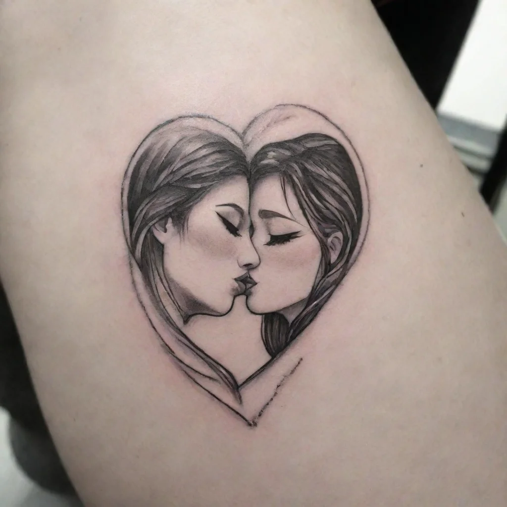 amazing i kissed a girl fine line black and white tattoo awesome portrait 2