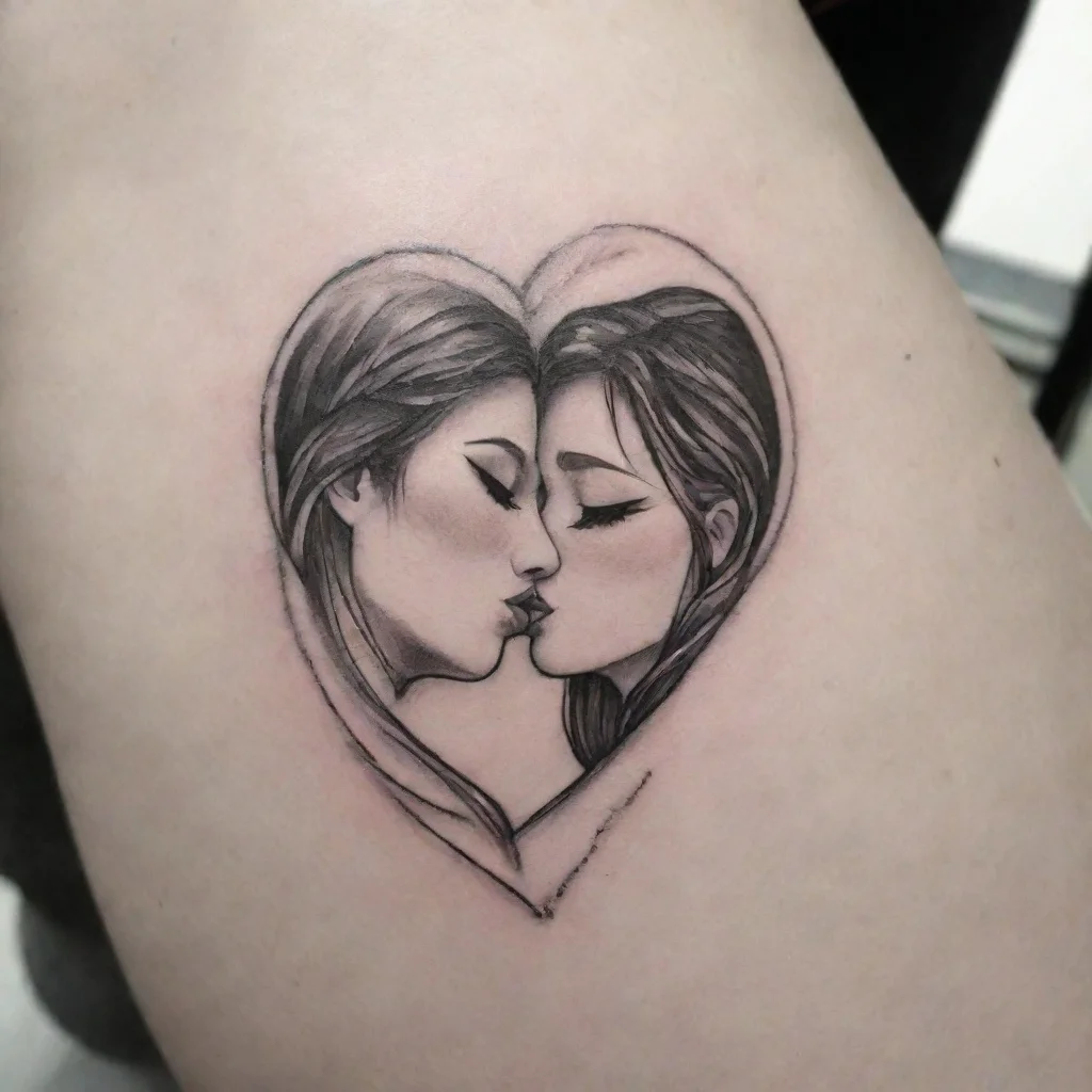 aiamazing i kissed a girl fine line black and white tattoo awesome portrait 2