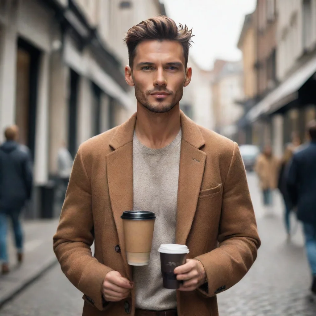 aiamazing image of male model walking in the street%2C with a street style%2C cinematic holding a coffee awesome portrait 2