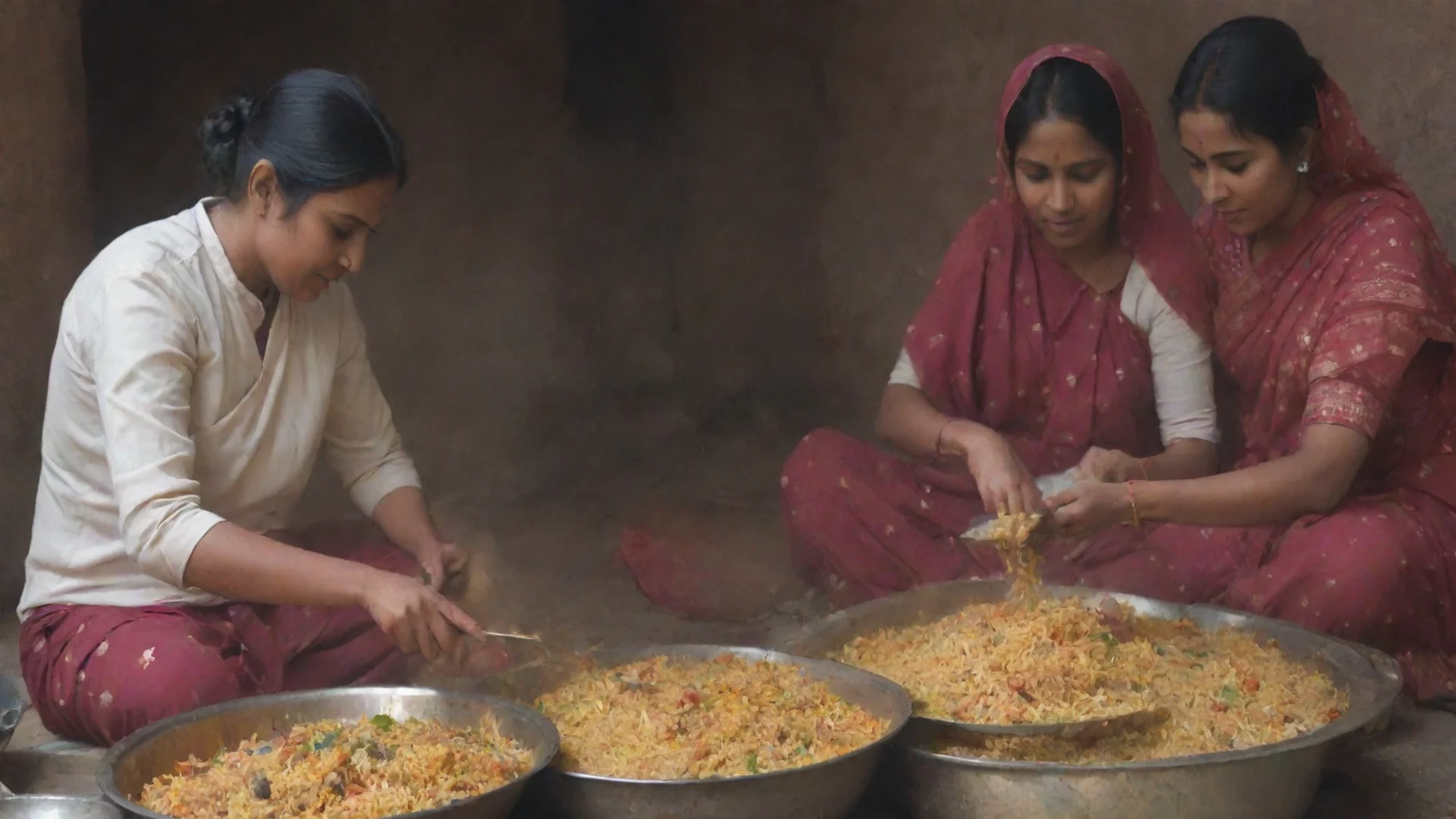 amazing indian women briyani making in old style  awesome portrait 2 wide