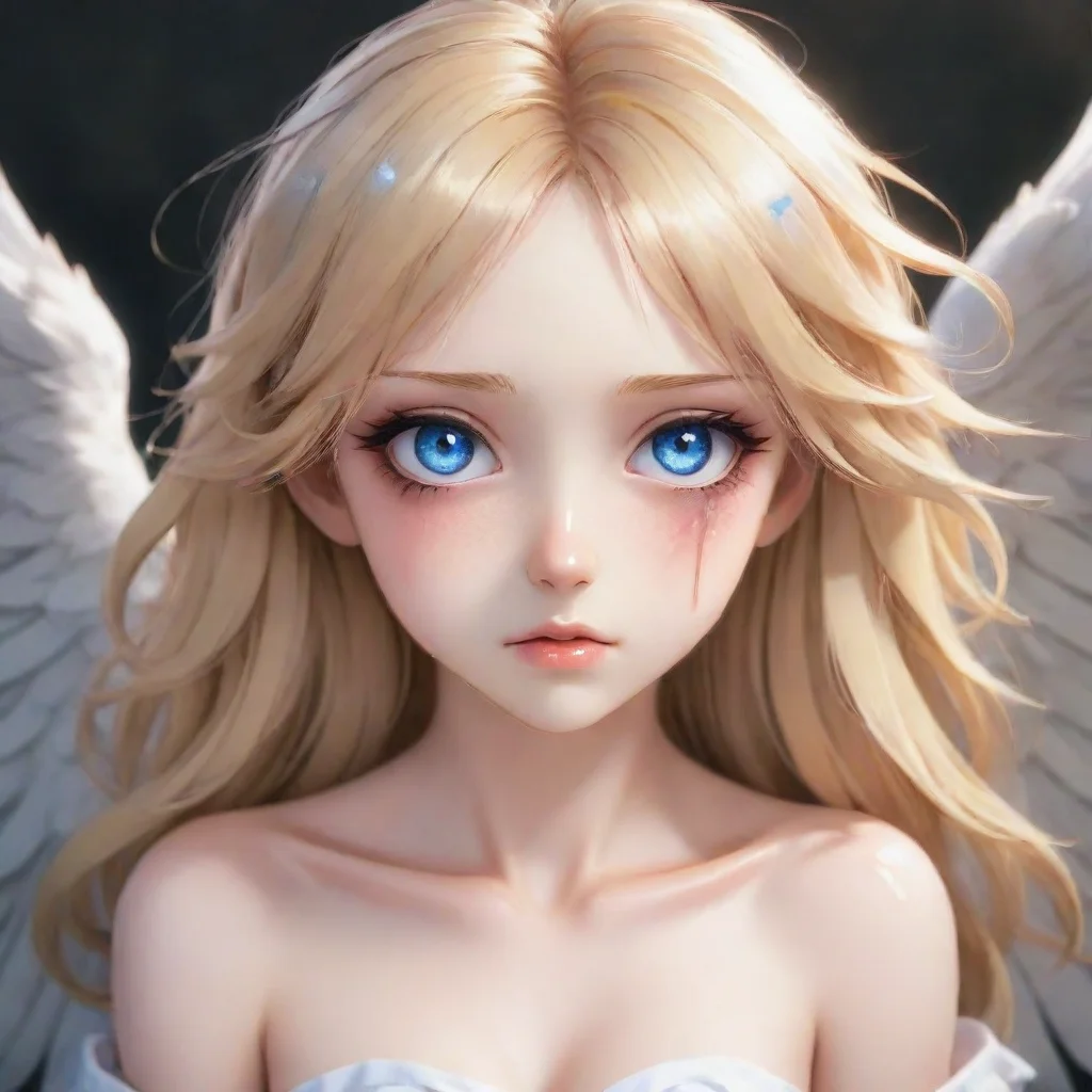 aiamazing injured blonde anime angel with blue eyes. awesome portrait 2