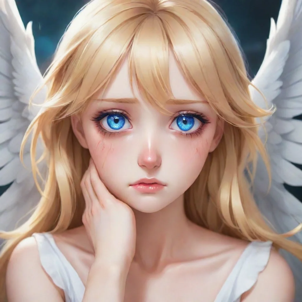 aiamazing injured crying blonde anime angel with blue eyes. awesome portrait 2