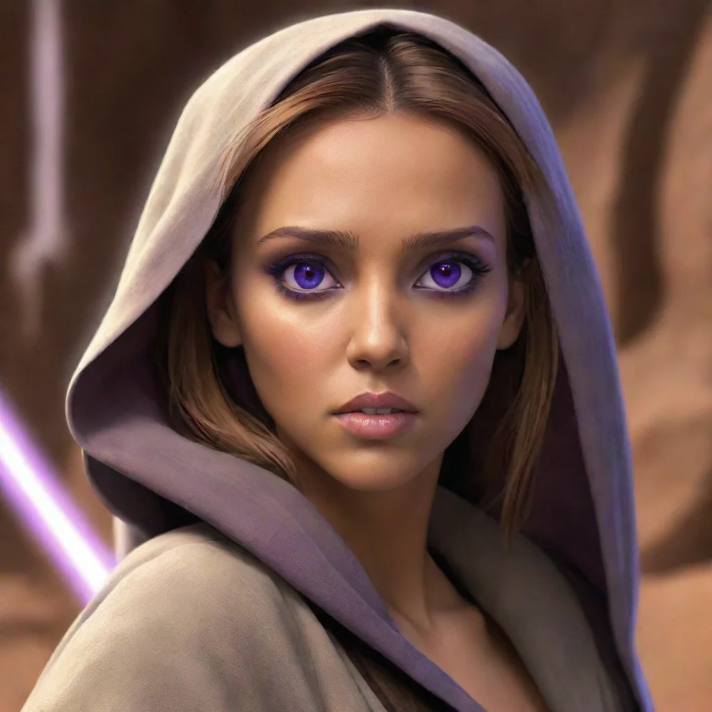 aiamazing jessica alba in harsh animation clone wars as a jedi with purple eyes awesome portrait 2