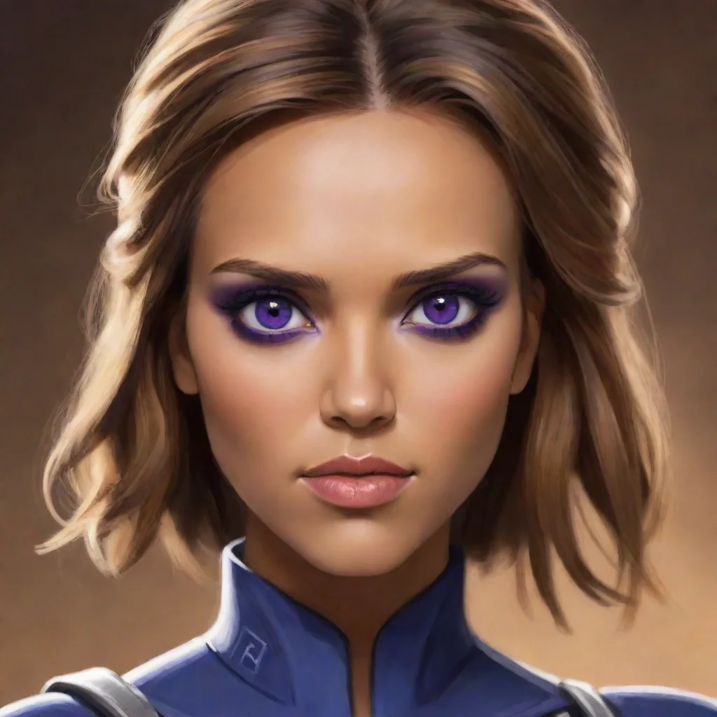 amazing jessica alba in star wars clone wars art style with purple eyes awesome portrait 2