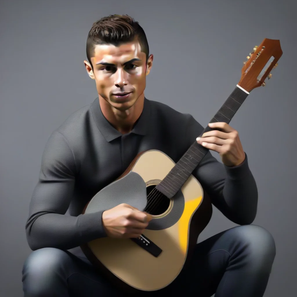 aiamazing jugador de futbol%2C cristiano ronaldo. tocando una guitarra. awesome portrait 2