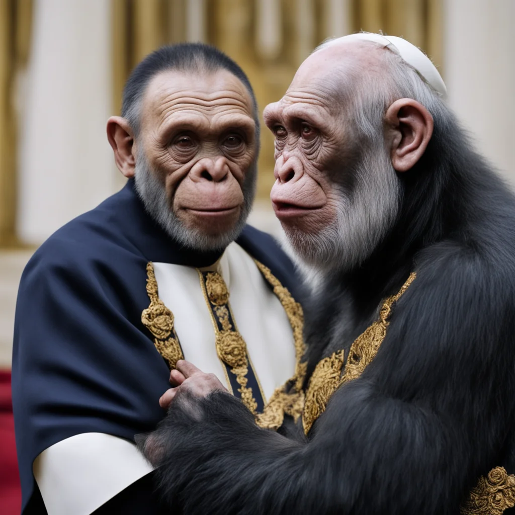 amazing kfamzat chimaev chimpanzee crying with the pope awesome portrait 2