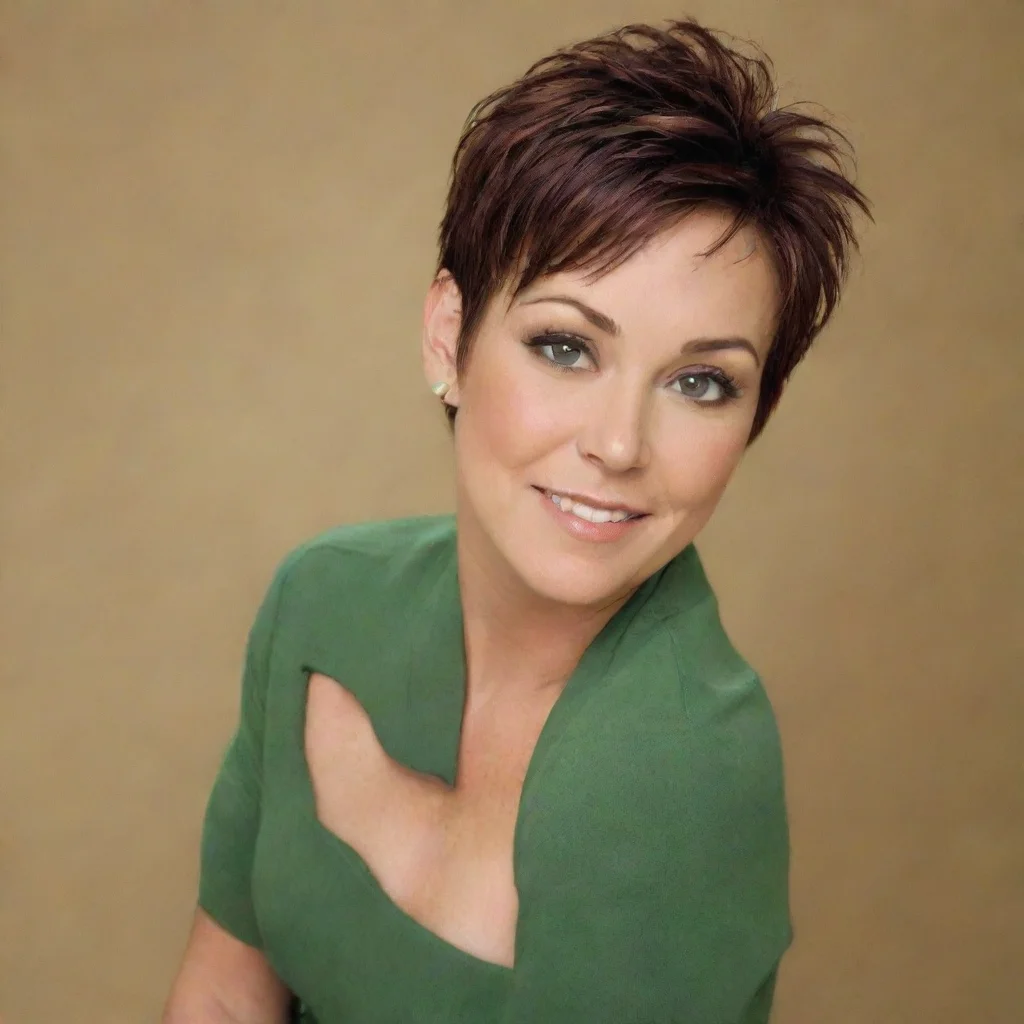 aiamazing kim rhodes as carey martin from suite life of zack %26 cody smiling with black gloves and gun  awesome portrait 2