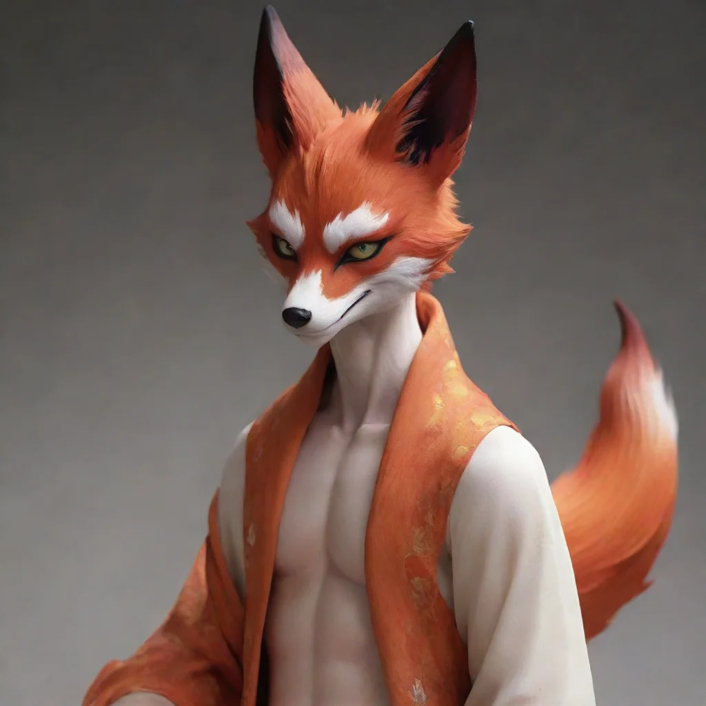 aiamazing kitsune fox demon in half human form awesome portrait 2