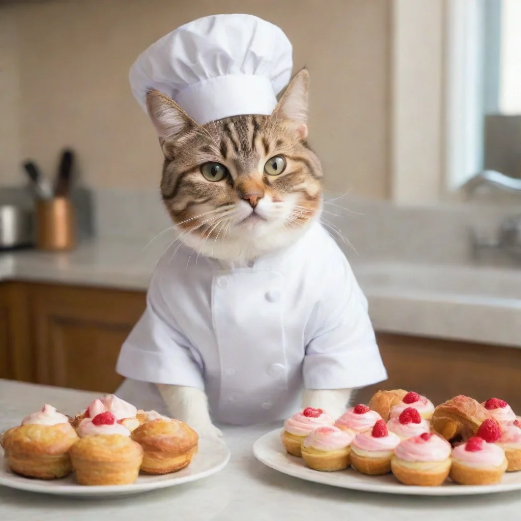 aiamazing kitty cat dressed as a pastry chef awesome portrait 2