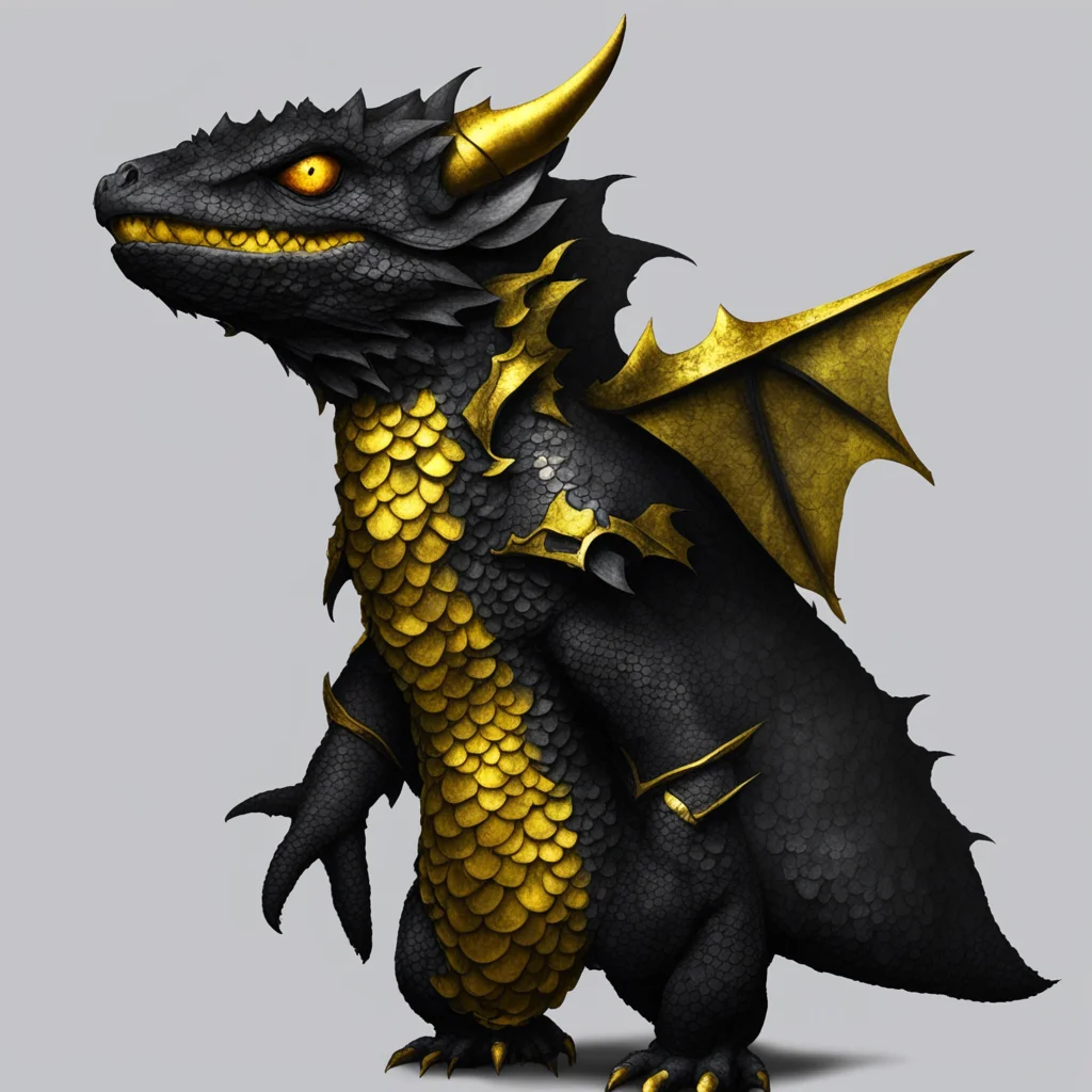 aiamazing kobold%2C black and gold scales awesome portrait 2