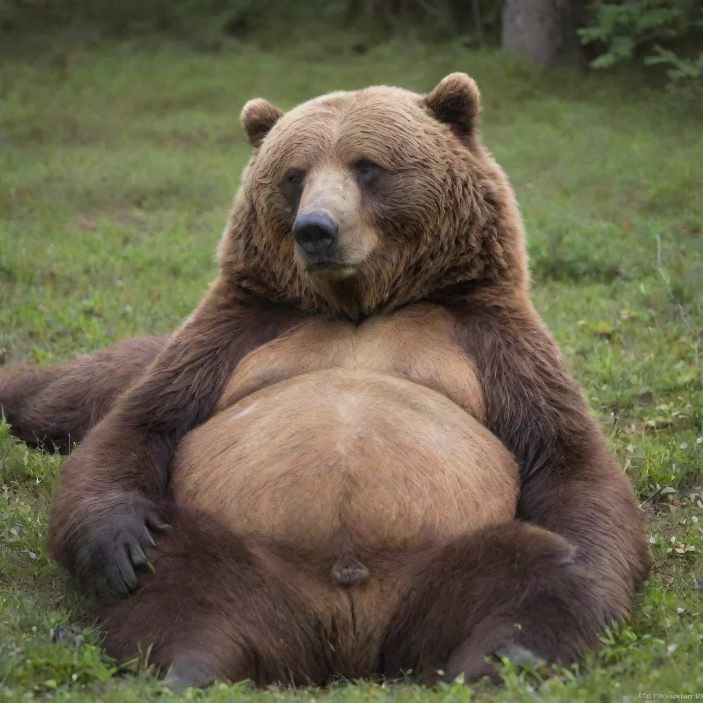 amazing kodiak bear lying down on back rubbing full bloated belly awesome portrait 2