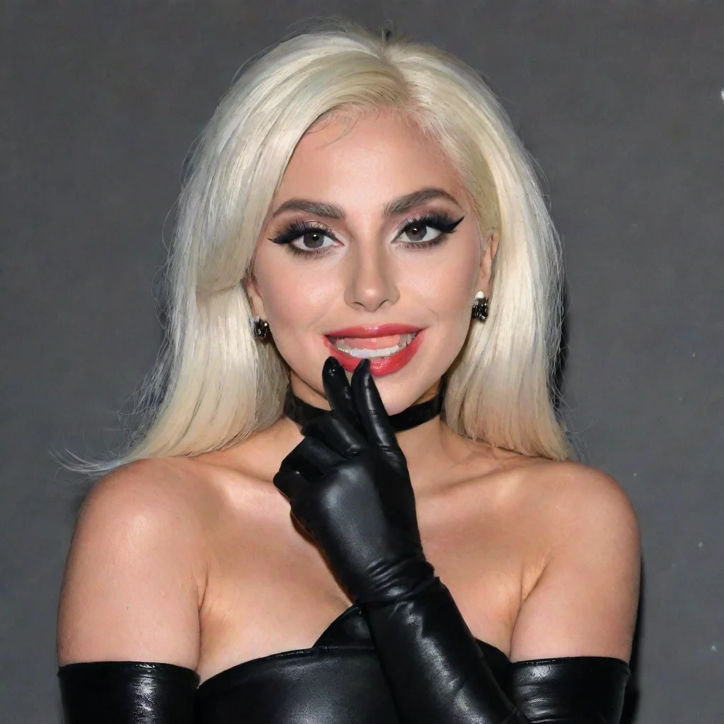 aiamazing lady gaga  smiling with black gloves holding a condom awesome portrait 2