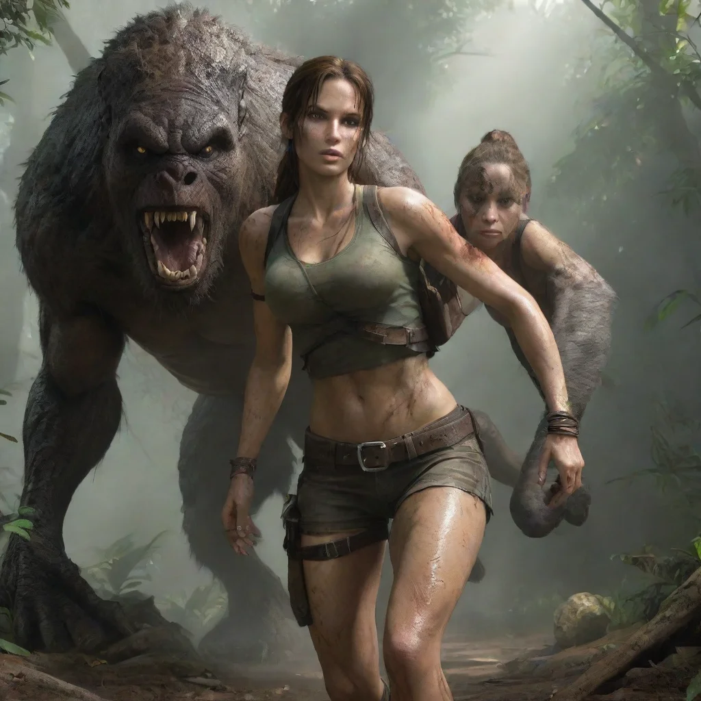 aiamazing lara croft carried by monster awesome portrait 2