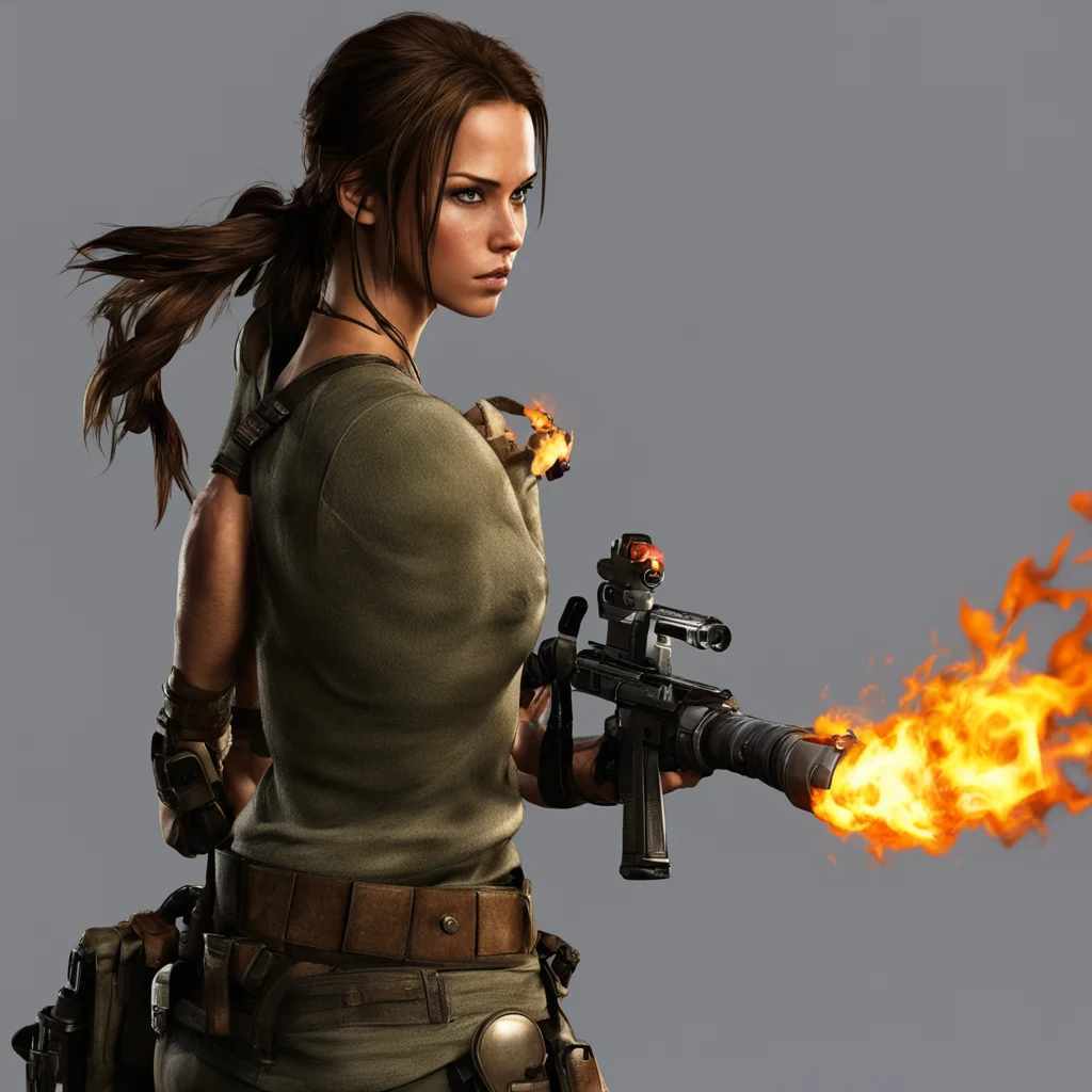aiamazing lara croft with a flame thrower awesome portrait 2