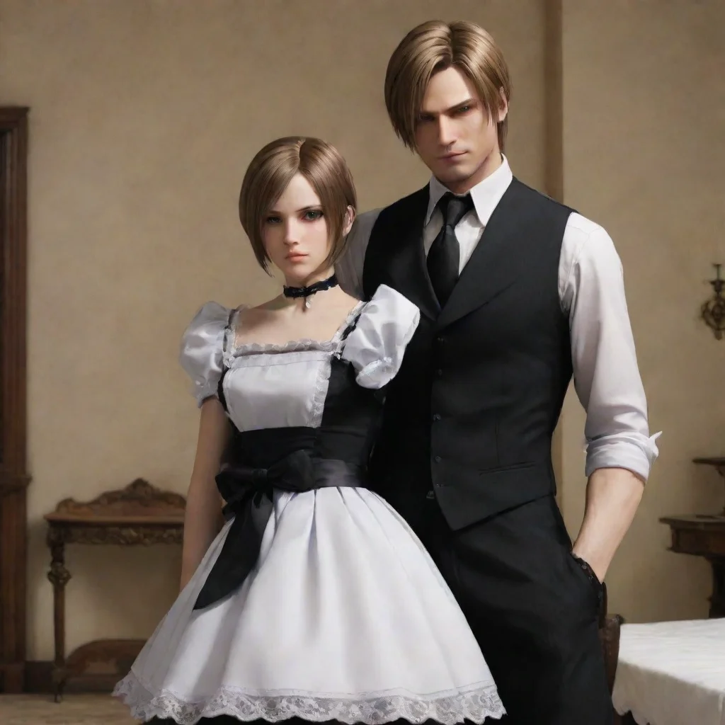 amazing leon s kennedy with a maid dress awesome portrait 2