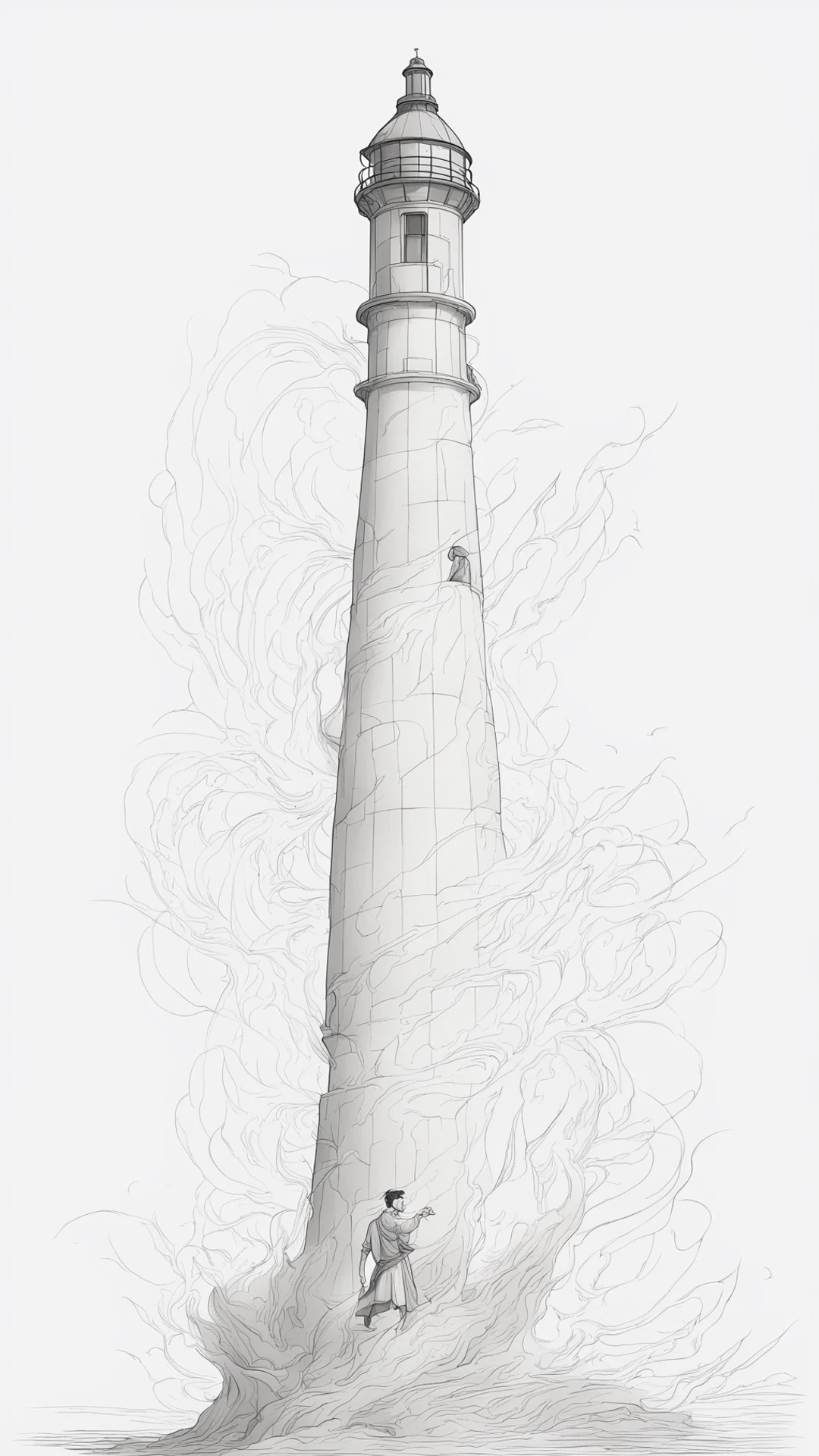 amazing line art lighthouse with person breaking free ethereal confident engaging wow artstation art 3 awesome portrait 2 tall