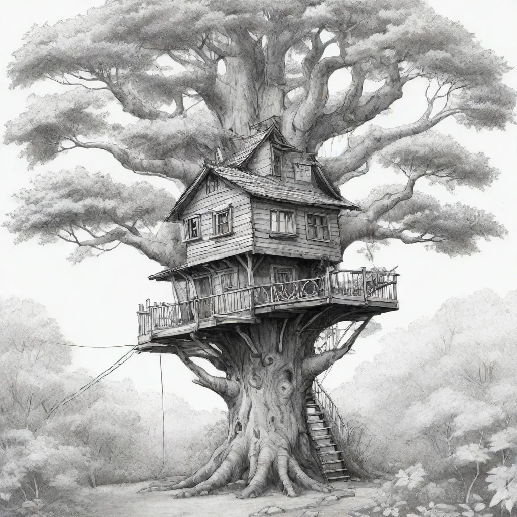 aiamazing line art tree house awesome portrait 2
