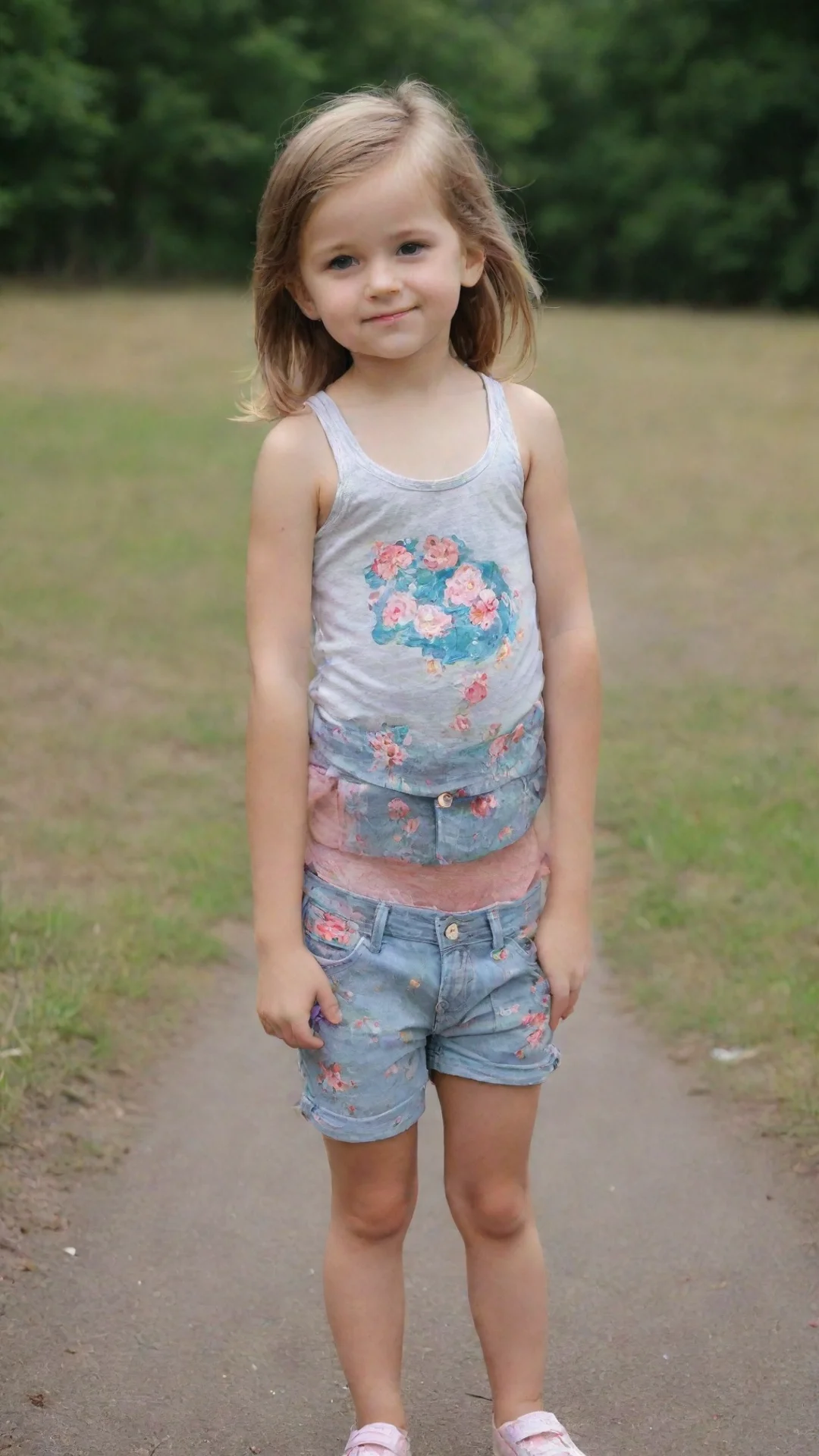 aiamazing little girl in shorts awesome portrait 2 tall