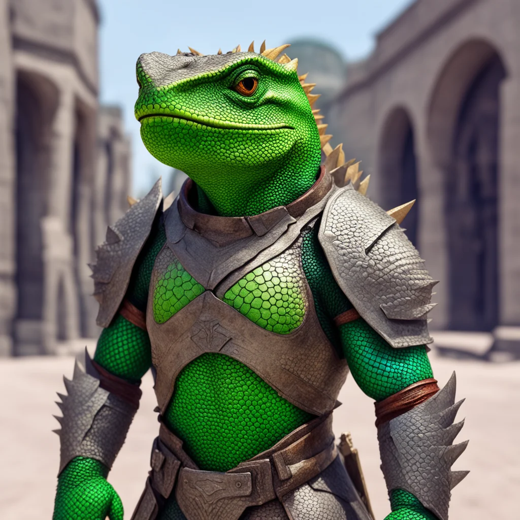 aiamazing lizard warrior selfie  strong stance%2C hands in pockets calm armored  confident engaging wow artstation art 3