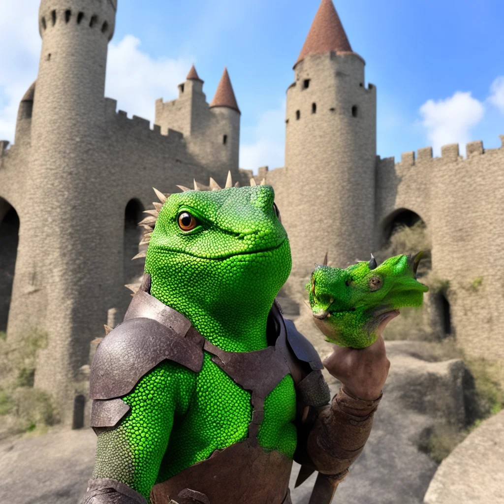 amazing lizard warrior selfie with castle confident engaging wow artstation art 3