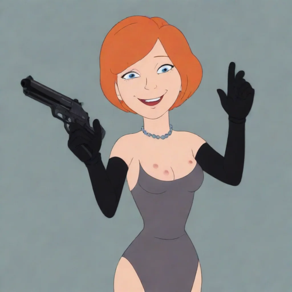 amazing lois griffin smiling with black gloves and gun  awesome portrait 2