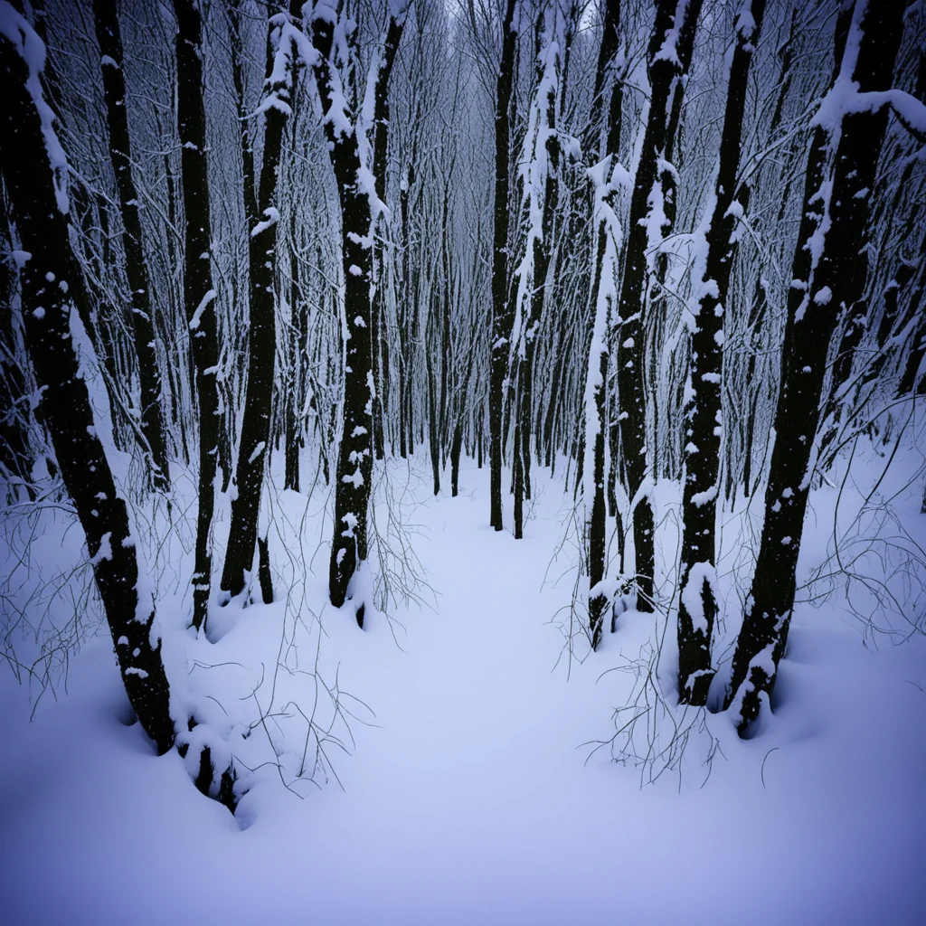 aiamazing looking down into forest snow forest night time willow the wisp awesome portrait 2