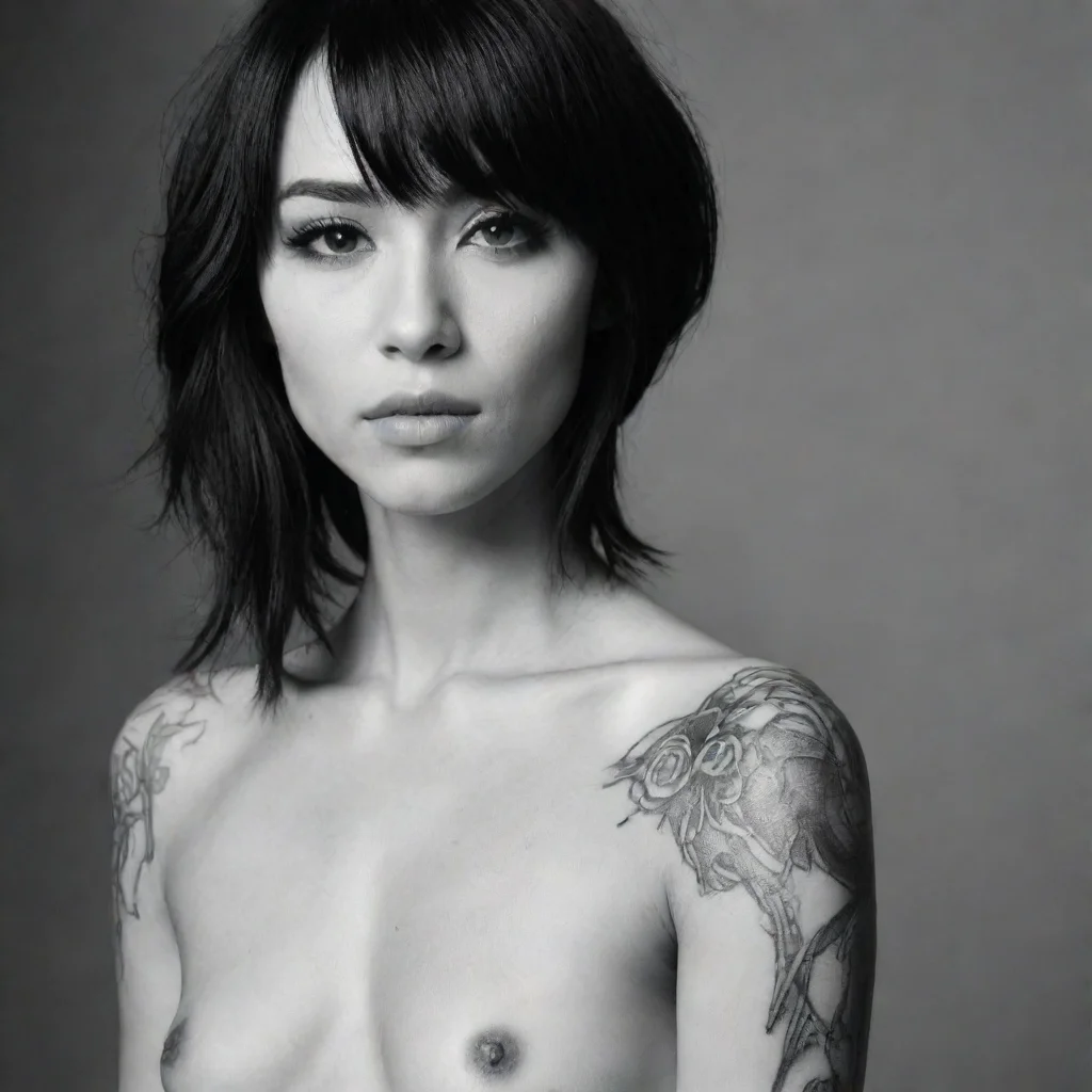 amazing loreen fine line black and white tattoo awesome portrait 2
