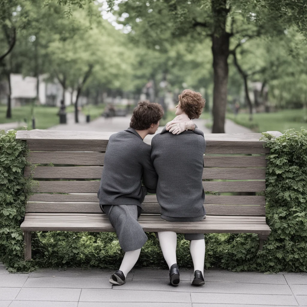 aiamazing lovers sitting on a bench awesome portrait 2