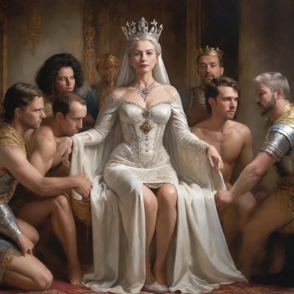 aiamazing majestic queen nursing grown men while ruling a kingdom awesome portrait 2