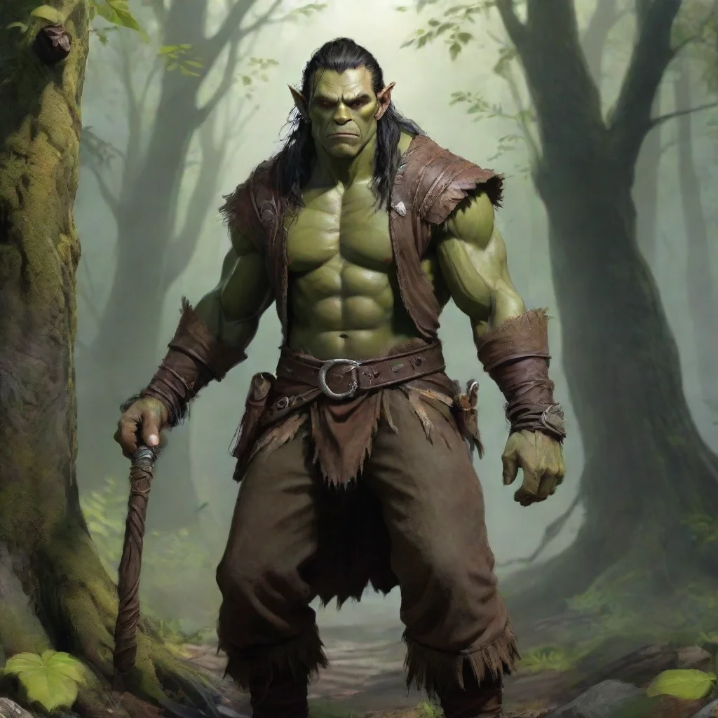 aiamazing male half orc fantasy wizard forest awesome portrait 2