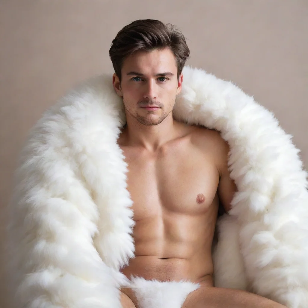 aiamazing man covered in white plush teddy bear fur awesome portrait 2