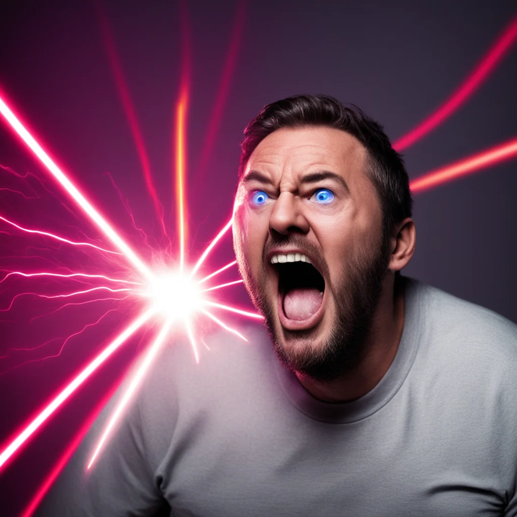 amazing man with laser eyes screaming awesome portrait 2