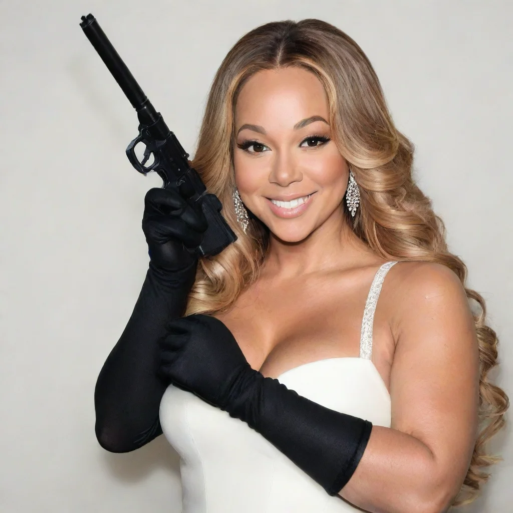 amazing mariah carey smiling with black gloves and gun shooting  mayonnaise awesome portrait 2