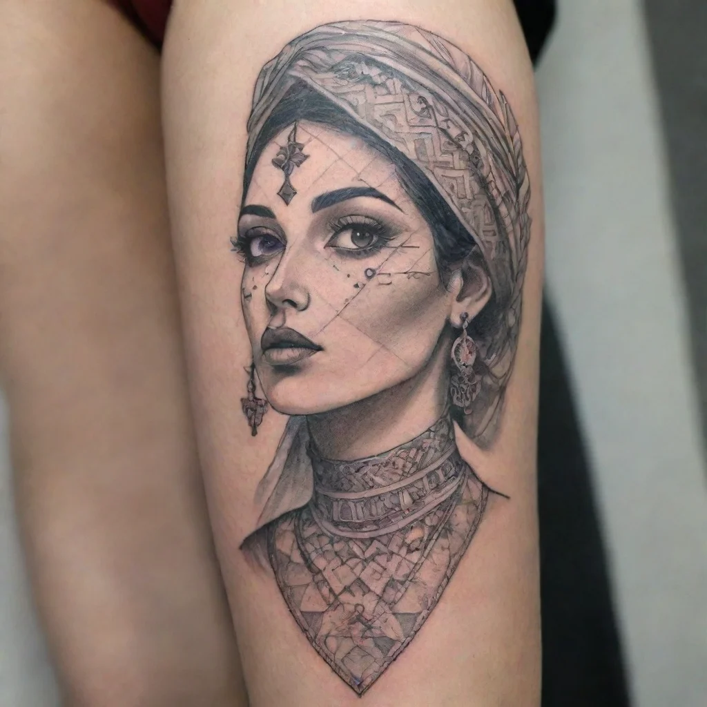 aiamazing marocco woman fine line tattoo awesome portrait 2
