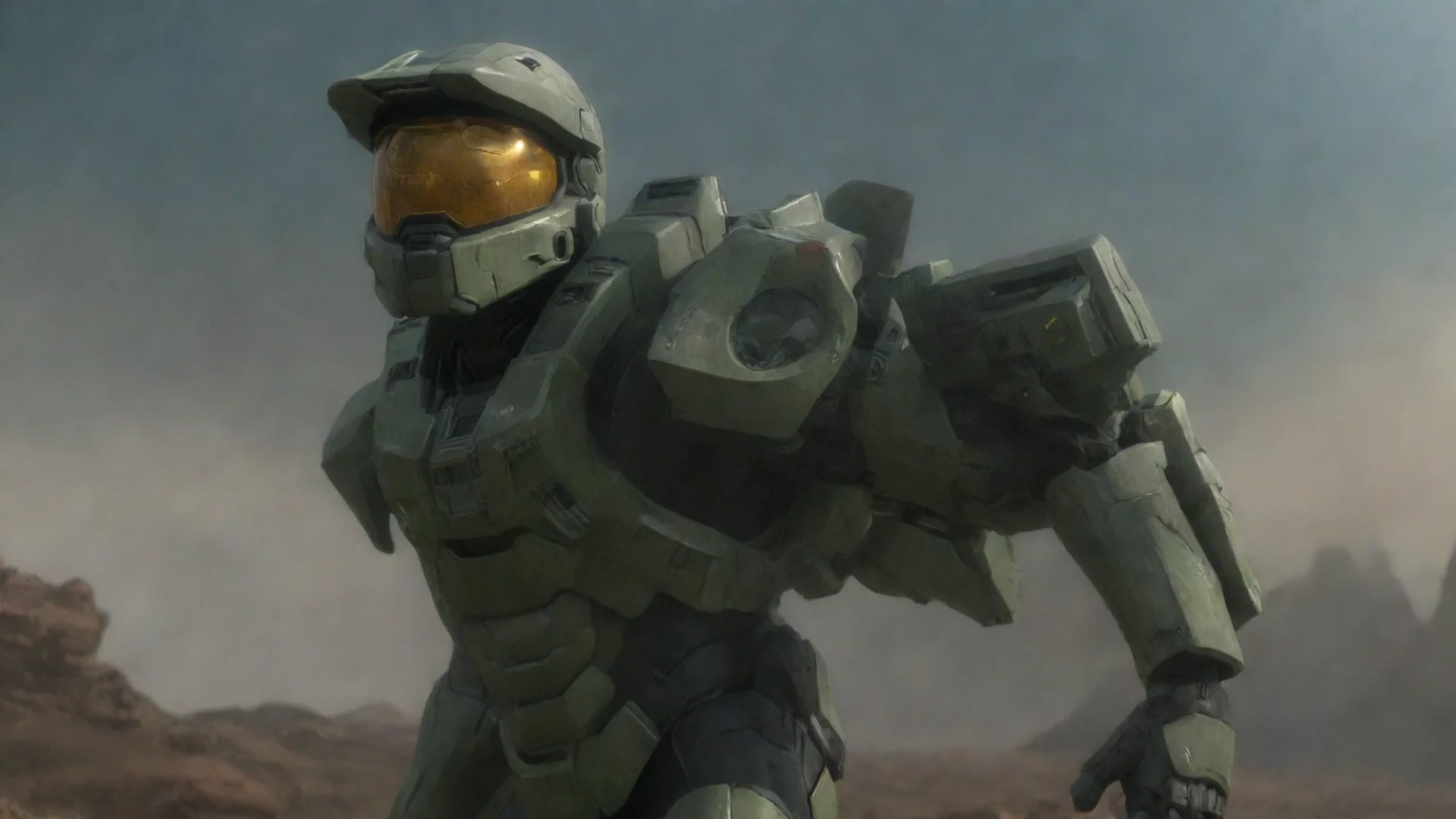 aiamazing master chief with earth behind him awesome portrait 2 wide