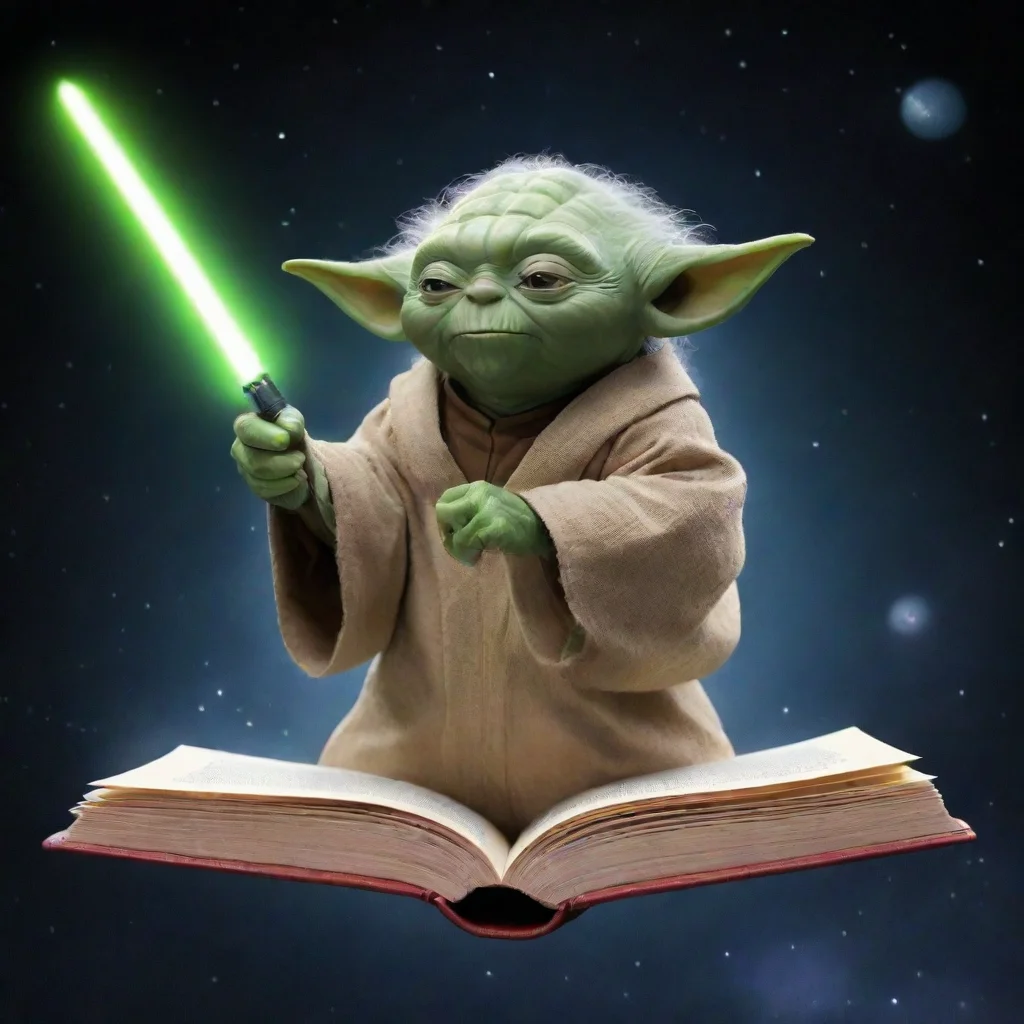 amazing master yoda flies through space on a book awesome portrait 2
